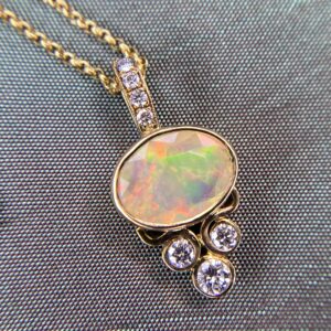 14k Opal Diamond Pendant