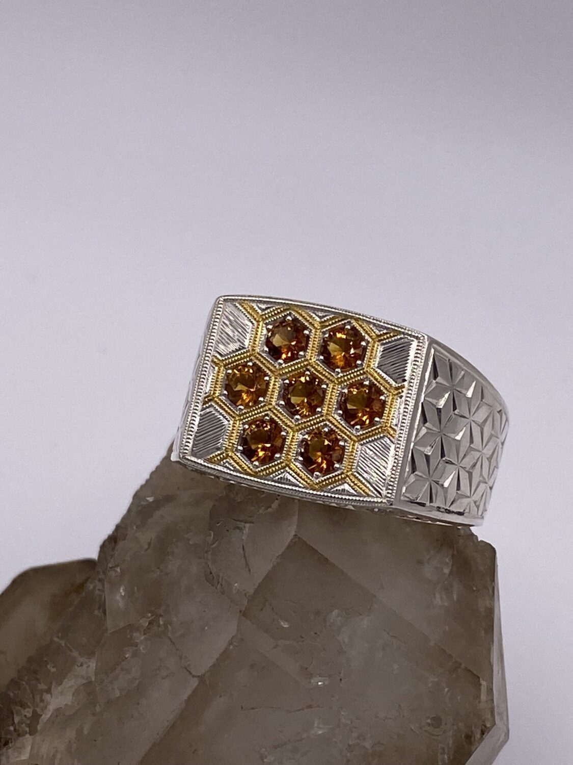 Daniel’s Ring — Citrine Honeycomb Signet